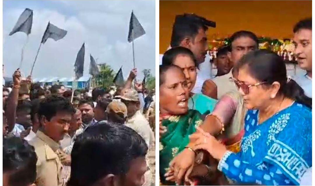 ಸ್ವ ಕ್ಷೇತ್ರದಲ್ಲೇ ಶಶಿಕಲಾ‌ ಜೊಲ್ಲೆಗೆ ಕಪ್ಪು ಬಾವುಟ ಪ್ರದರ್ಶನ ; ಪೂಜೆ ಮಾಡಿದ್ದ ಅಡಿಗಲ್ಲು ಒಡೆದು ಆಕ್ರೋಶ