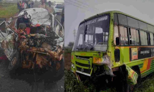 ಭೀಕರ ರಸ್ತೆ ಅಪಘಾತ ; ಒಂದೇ ಕುಟುಂಬದ ನಾಲ್ವರು ಸಾವು
