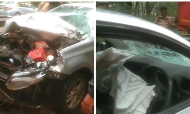 ಬೆಳಗಾವಿ : ಭೀಕರ ರಸ್ತೆ ಅಪಘಾತ ; ಏರ್ ಬ್ಯಾಗ್ ನಿಂದ ಉಳಿದ ಜೀವ