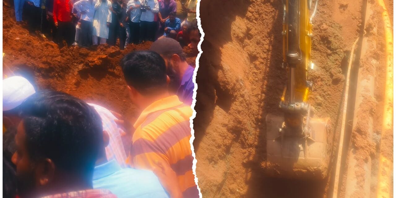 ಬೆಳಗಾವಿ : ಕಾಮಗಾರಿ ವೇಳೆ ದುರ್ಘಟನೆ, ಮಣ್ಣಲ್ಲಿ ಸಿಲುಕಿದ ಕಾರ್ಮಿಕರು