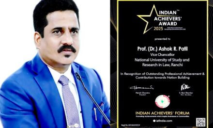 ಕಾನೂನು ವಿ.ವಿ. ಕುಲಪತಿ ಪ್ರೊ. ಅಶೋಕಪಾಟೀಲರಿಗೆ ಭಾರತೀಯ ಸಾಧಕರ ಪ್ರಶಸ್ತಿ