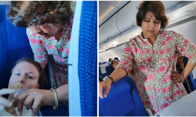 ವಿಮಾನದಲ್ಲಿ ಮಹಿಳೆ ಪ್ರಾಣ ಉಳಿಸಿದ ಮಾಜಿ ಶಾಸಕಿ