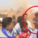 ಸುಂಟರಗಾಳಿಗೆ ಕುಸಿದ ಪೆಂಡಾಲ್ ; ಸಚಿವ ಸತೀಶ್ ಜಾರಕಿಹೊಳಿ ಅಪಾಯದಿಂದ ಪಾರು