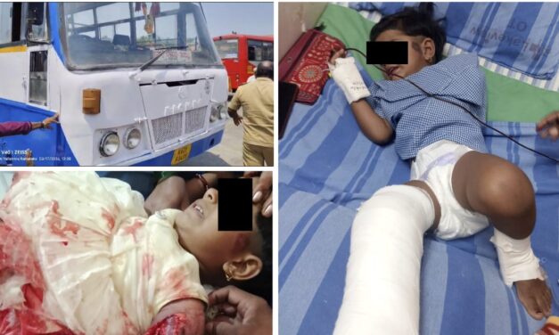 ಸವದತ್ತಿ : ಬಸ್ ಹತ್ತುವಾಗ ಚಕ್ರಕ್ಕೆ ಸಿಲುಕಿ ಬಾಲಕಿ ಕೈ ತುಂಡು ; ಆಸ್ಪತ್ರೆಗೆ ದಾಖಲು – Video