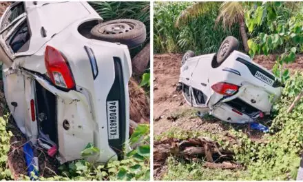 ಅಥಣಿಯಲ್ಲಿ ಭೀಕರ ರಸ್ತೆ ಅಪಘಾತ ; ಕಾರು ಪಲ್ಟಿ..!